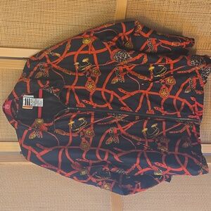 Unisex Black and Red Patterned Bomber Jacket Vintage Novelty 2x Pockets Zip Up